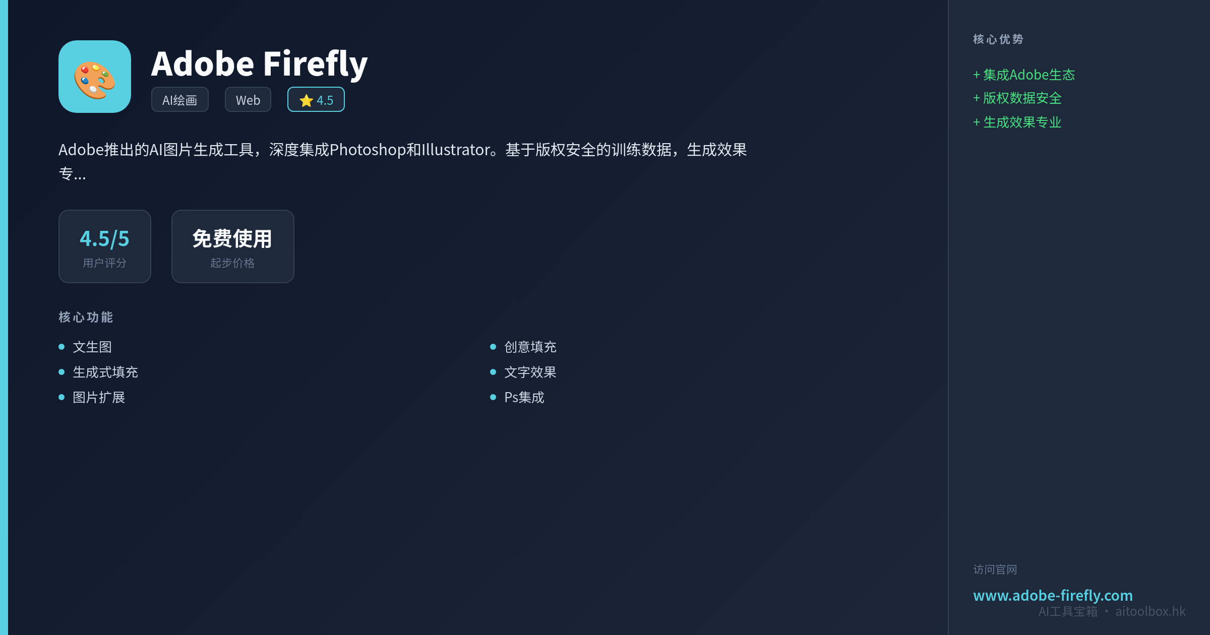 Adobe Firefly功能亮点信息图