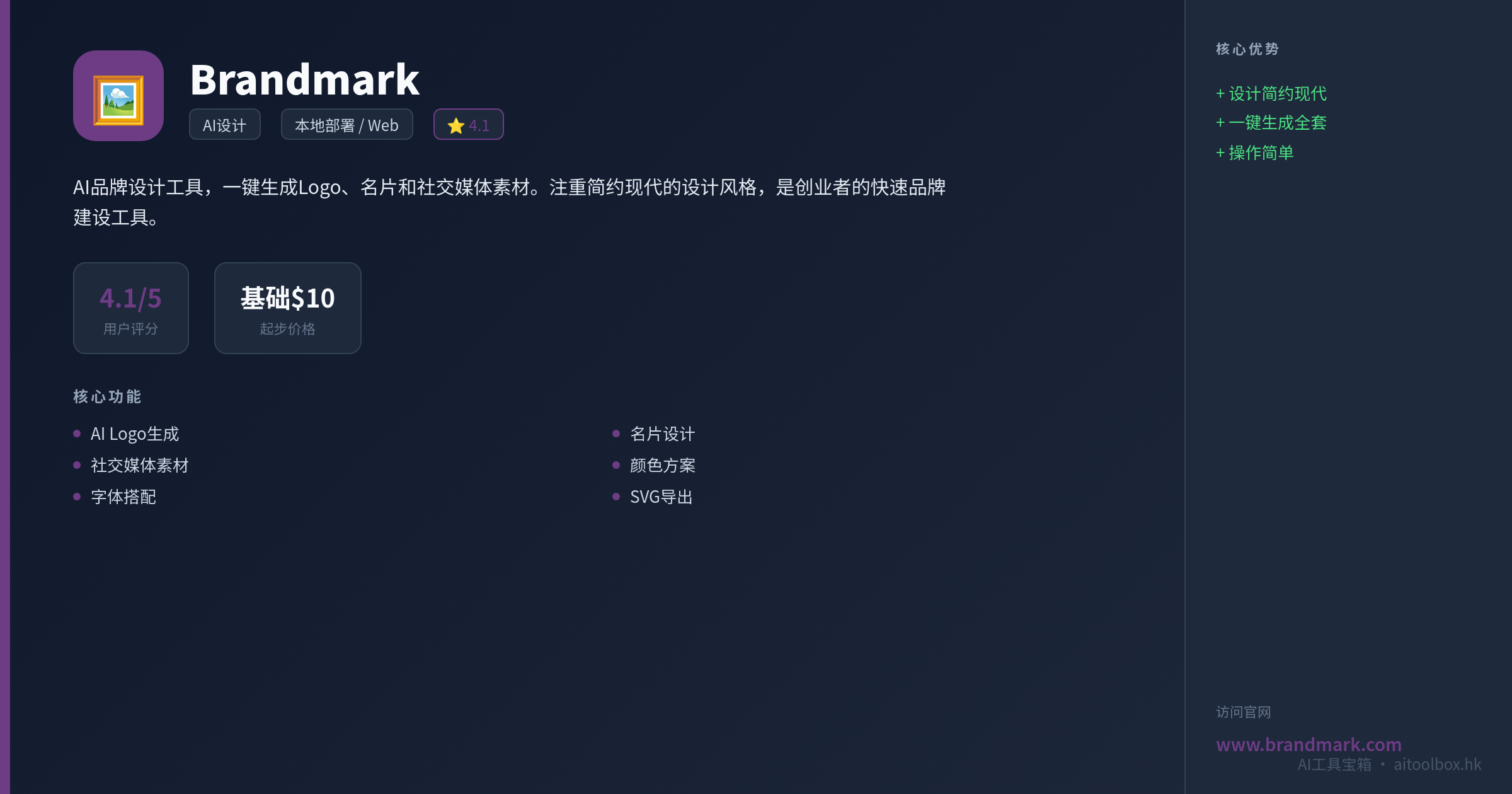 Brandmark功能亮点信息图