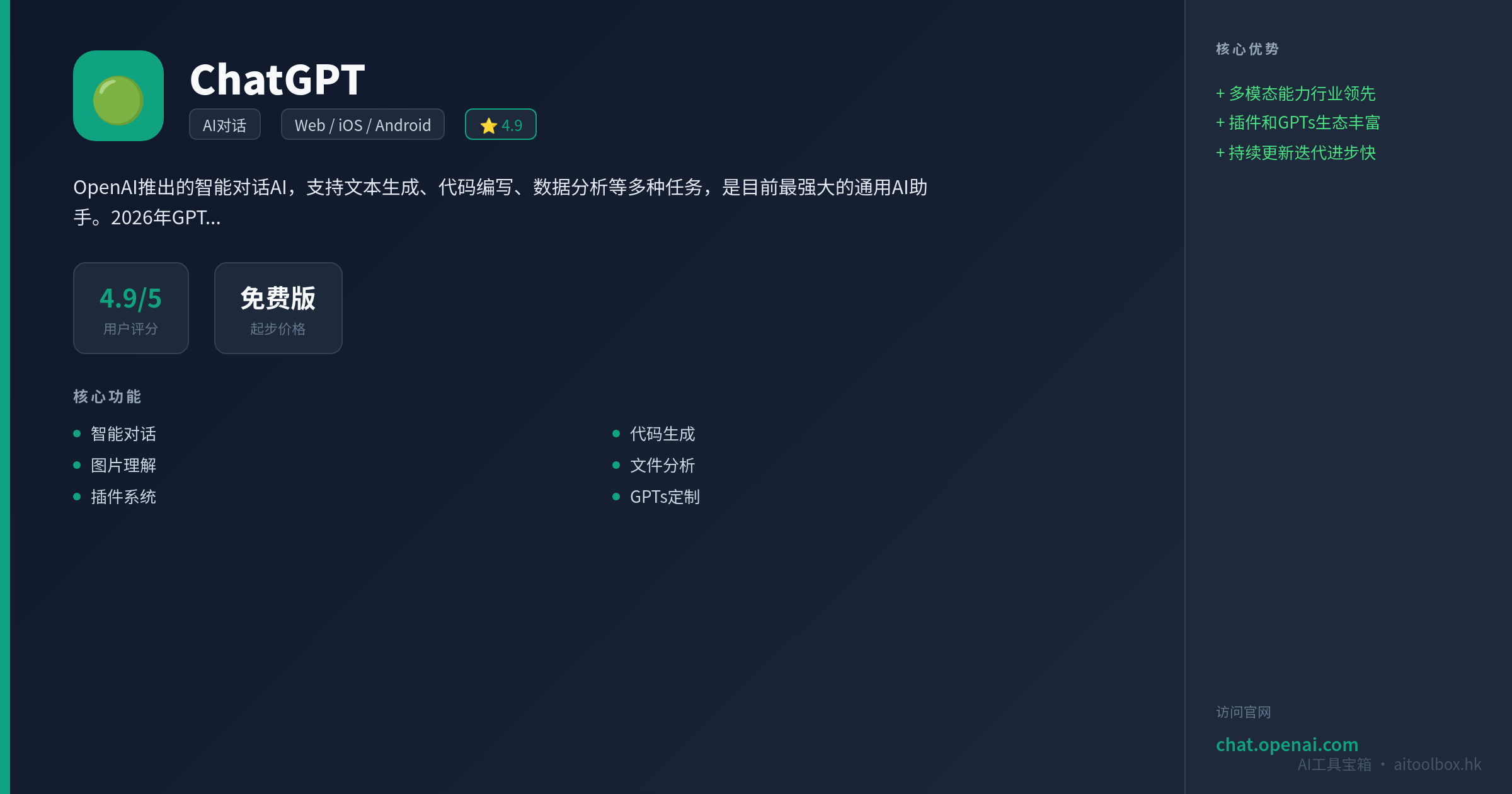 ChatGPT功能亮点信息图