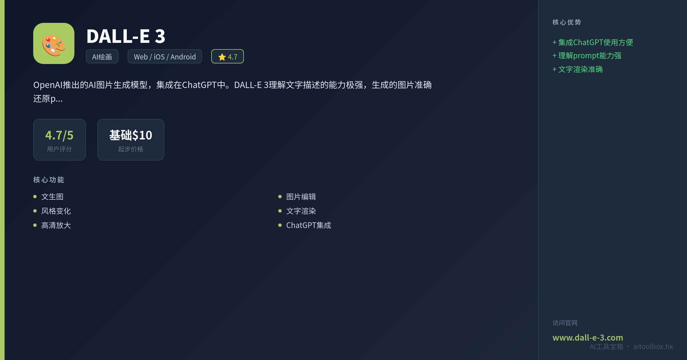 DALL-E 3功能亮点信息图