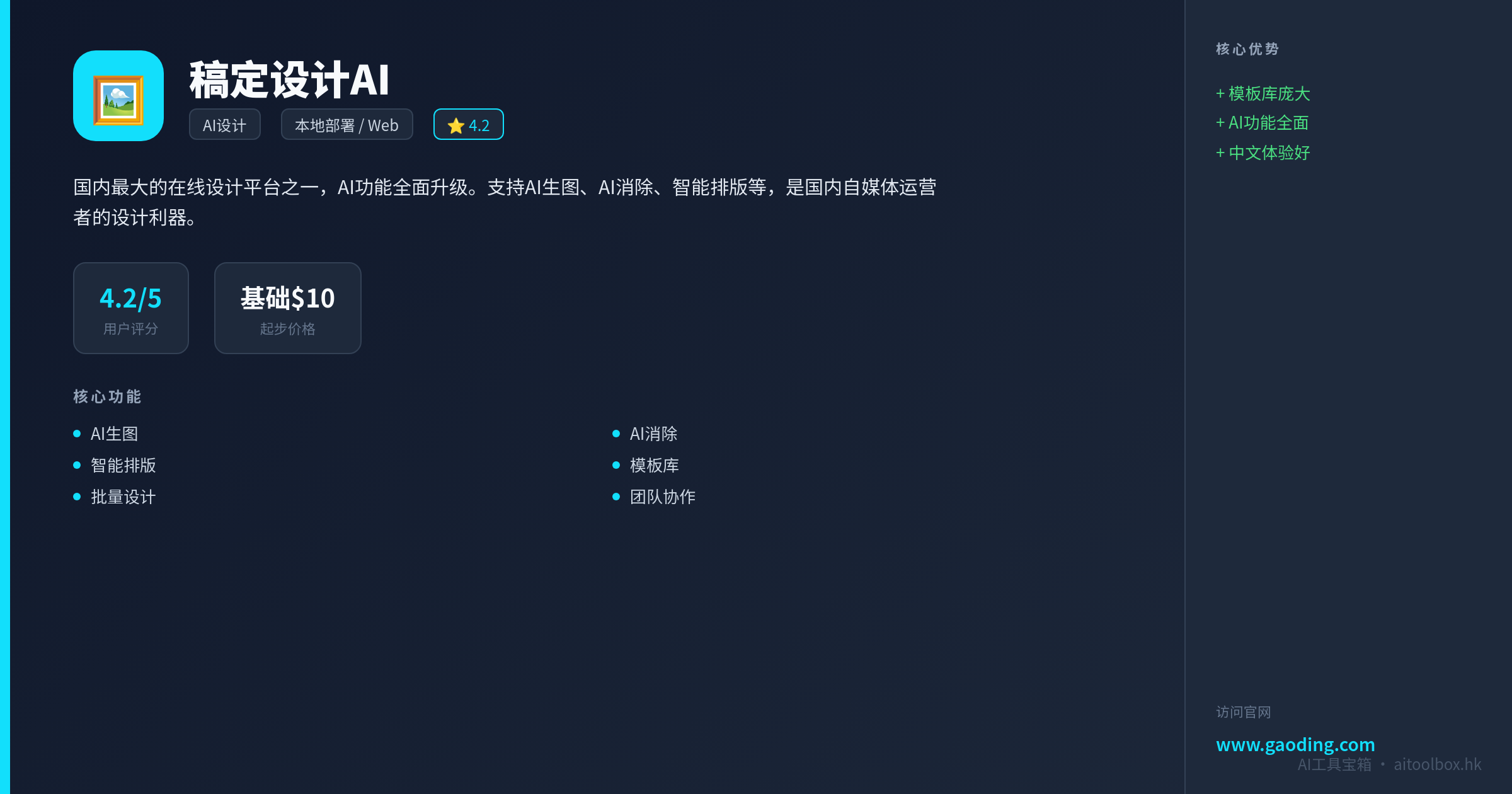稿定设计AI功能亮点信息图