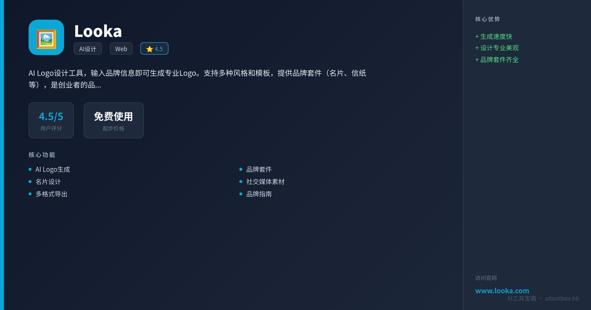 Looka功能亮点信息图