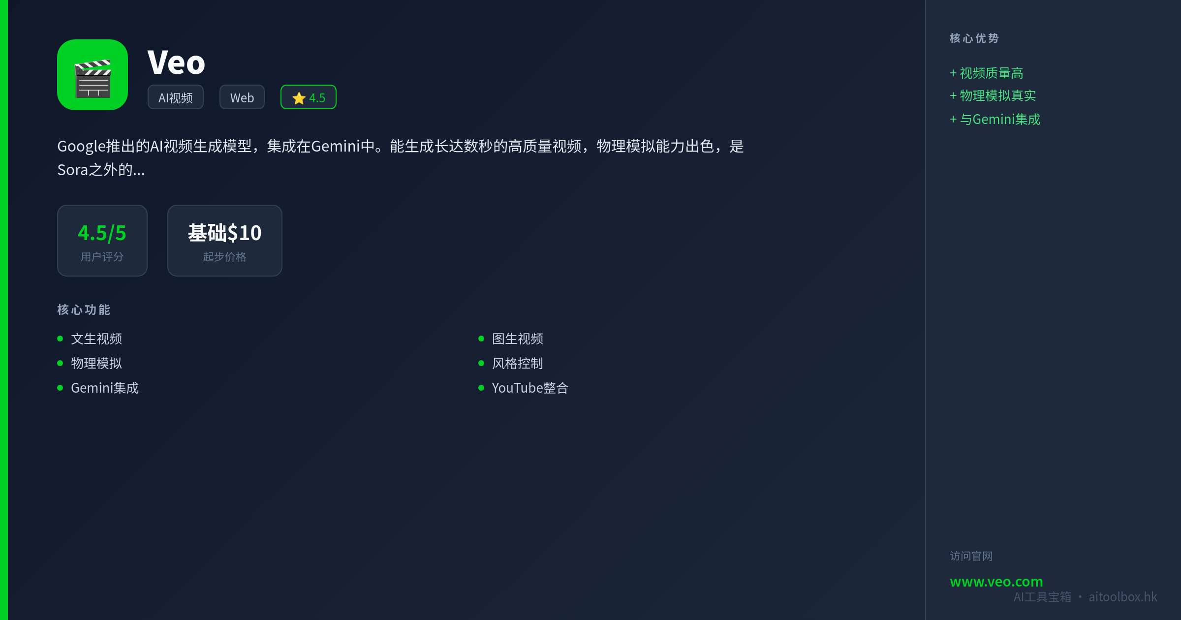 Veo功能亮点信息图