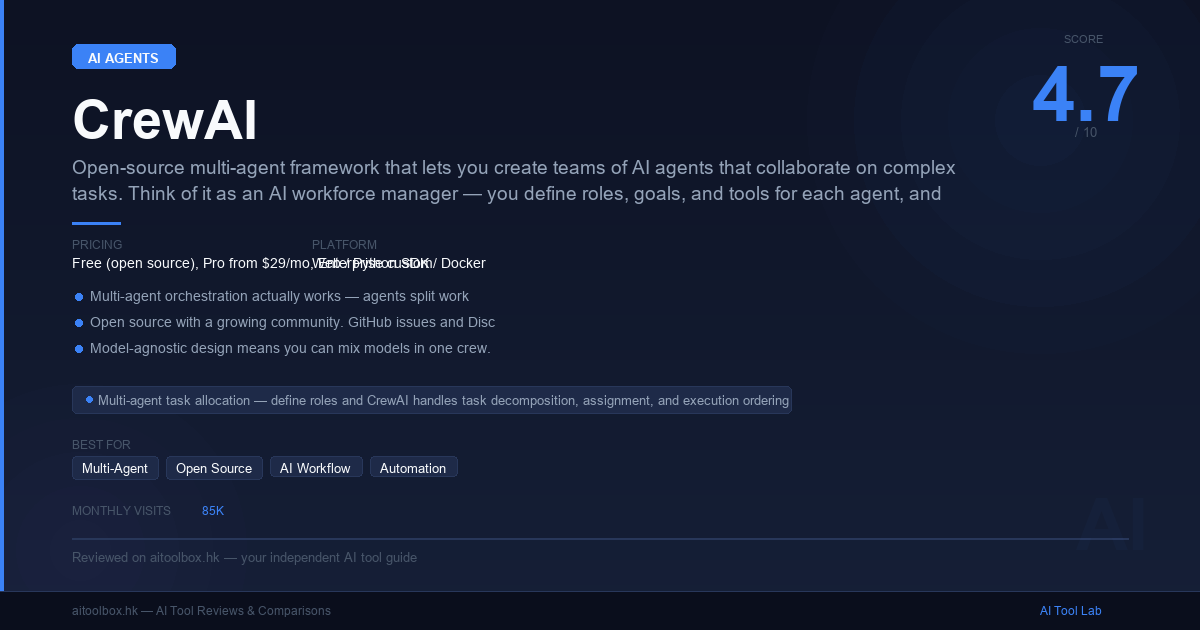 CrewAI Review 2026: Features, Pricing & Alternatives - AI Tool Lab