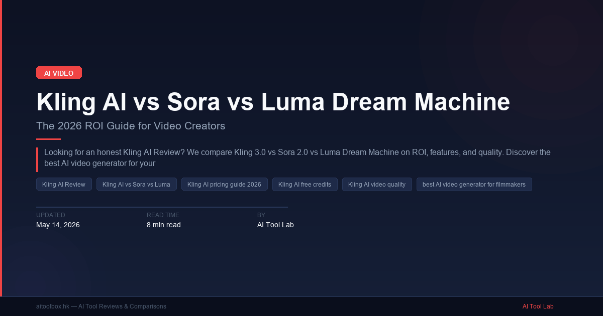 Kling AI vs Sora vs Luma Dream Machine: The 2026 ROI Guide for Video ...