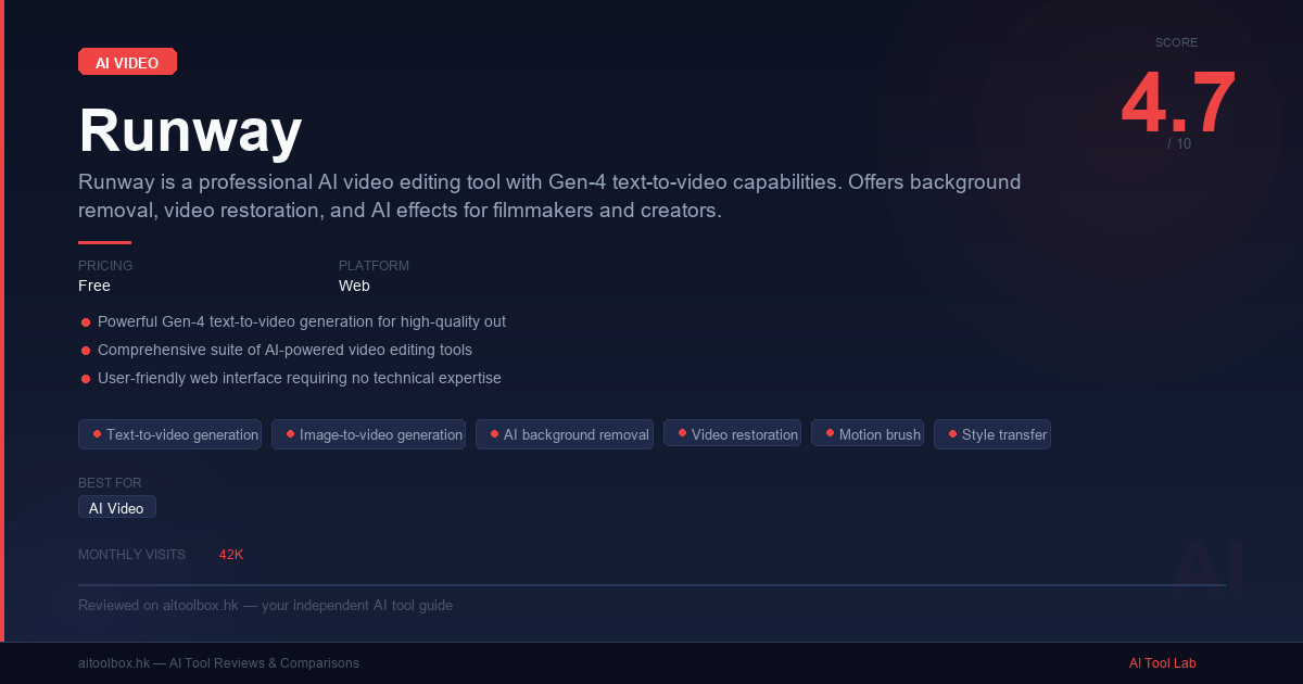 Runway Pro Runway Review 2026: Features, Pricing & Alternatives - AI Tool Lab